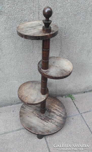 Antique old art deco hardwood adjustable plate flower holder stand statue postmens