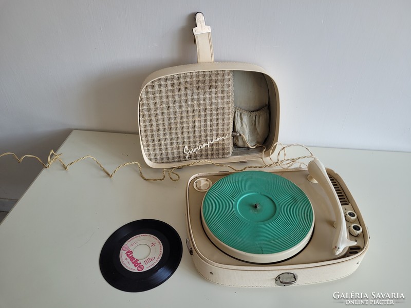 Retro record player mid century supraphon bag record player