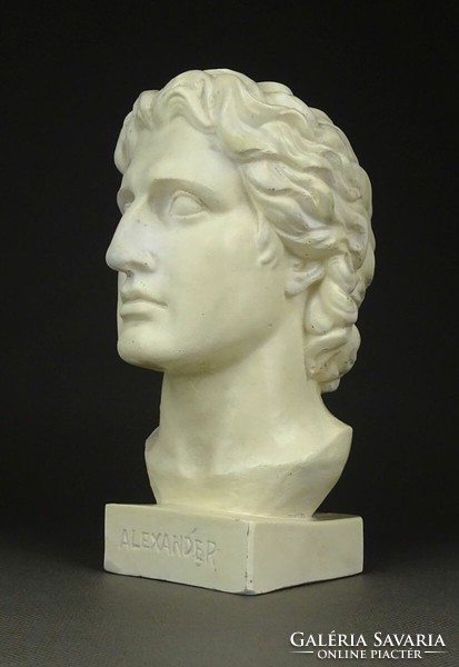 0X007 Alexander the Great painted plaster bust 16.5 Cm