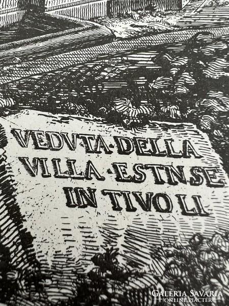 G. Piranesi Veduta della Villa Estinse inTivoli nyomat rétkarc rézmetszet