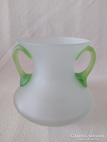 Industrial artist large, 3 kg! Acid-etched glass vase, flawless 20 cm