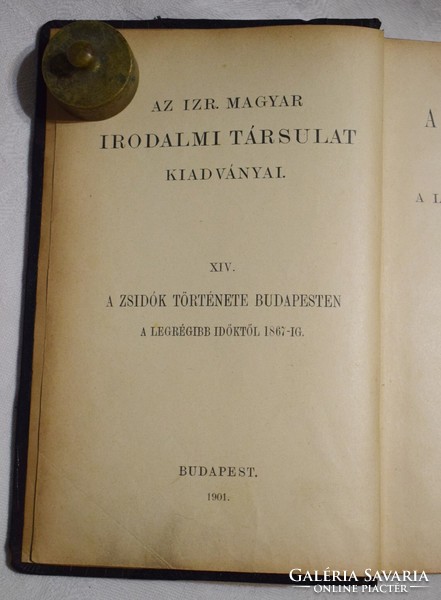 Dr. Büchler Sándor XIV. A zsidók története Budapesten a legrégebbi időktől 1867-ig 1901 judaizmus