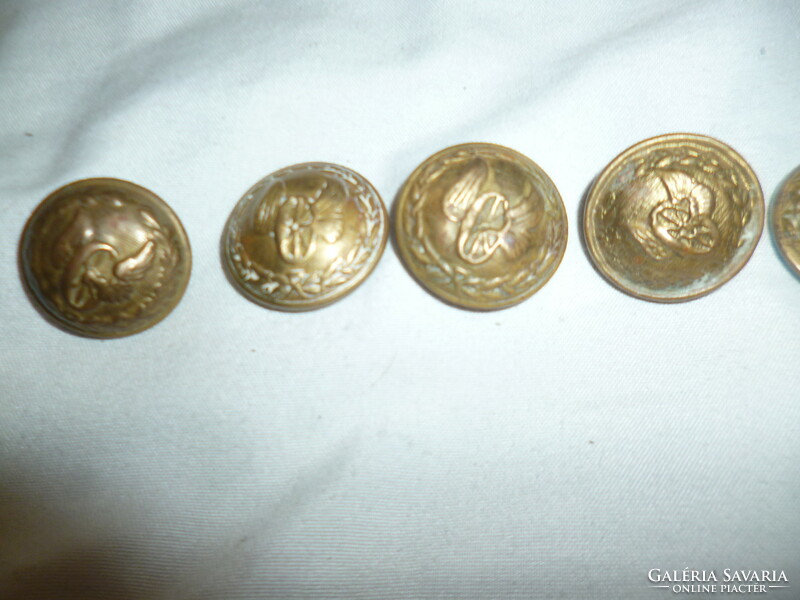 6 antique copper railway clothing buttons