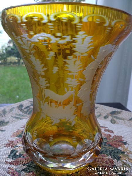 Fantasztikus Amber Deere&Castle Friedrich Egermann  kristály váza