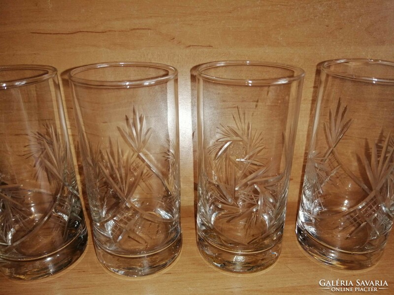 Metszett üveg csőpohár  készlet 4 db egyben - 11 cm magas (1/K)