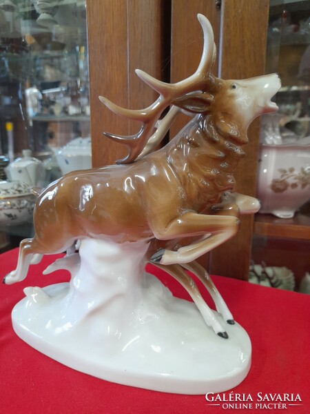 German, Germany Lippelsdorf deer couple porcelain figure. 22 Cm.