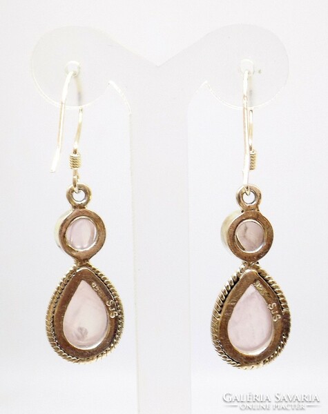 Silver dangling earrings with rose quartz stones (zal-ag112283)