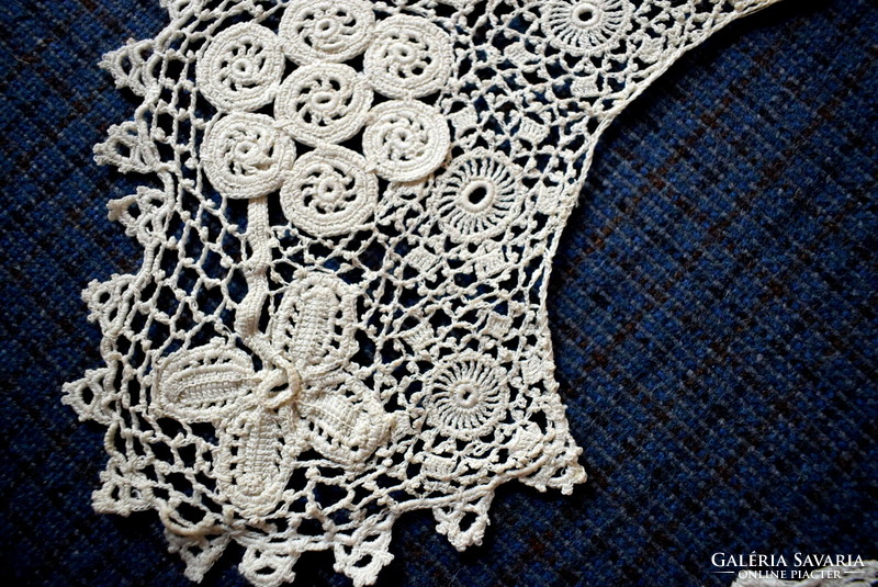 Antik szépséges ír csipke gallér ruha dísz  horgolt kézimunka
