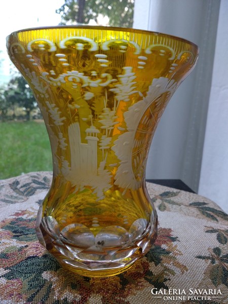 Fantastic amber deere&castle friedrich egermann crystal vase