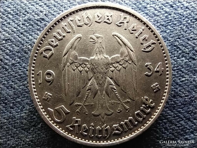 Németország A náci uralom 1. évfordulója - Potsdam templom ezüst 5 Márka 1934 G (id69802)