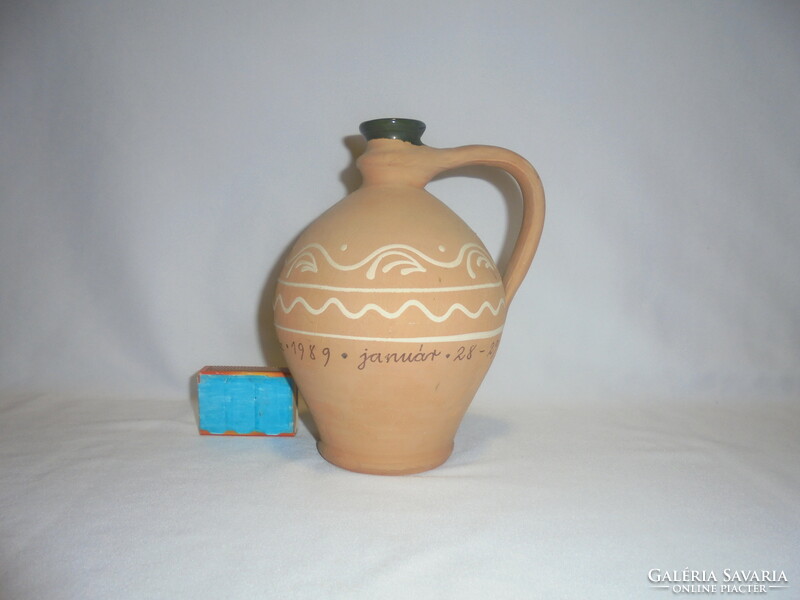 Retro earthenware jug, water bottle - 1989