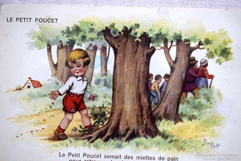 Old French graphic fairy tale postcard