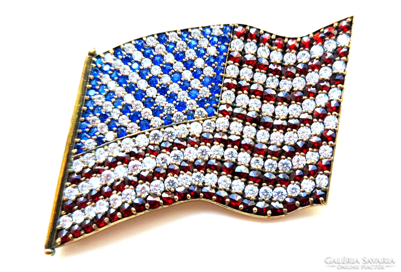 Usa flag garnet brooch