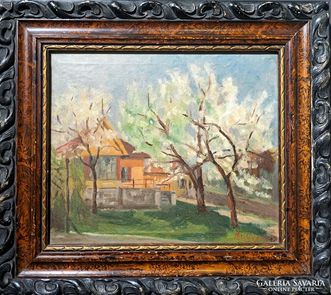 Oil painting by Transcarpathian painter Gyula Bukovinszky (1903-1975), Transylvanian b. And boksay j. His student