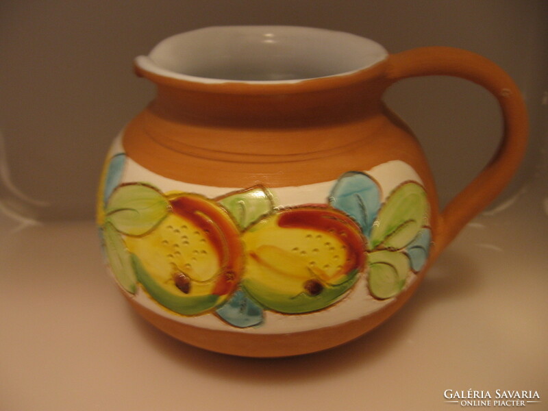 Italian, Tuscan fruit patterned ceramic pitcher, jug