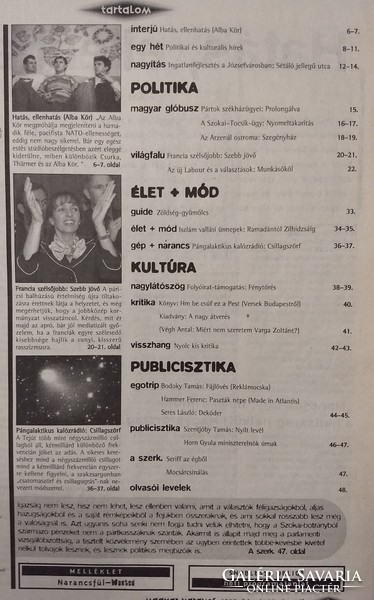 Hungarian orange magazine 1997/8 alba kör józsefváros morcheeba offspring edda opposite price