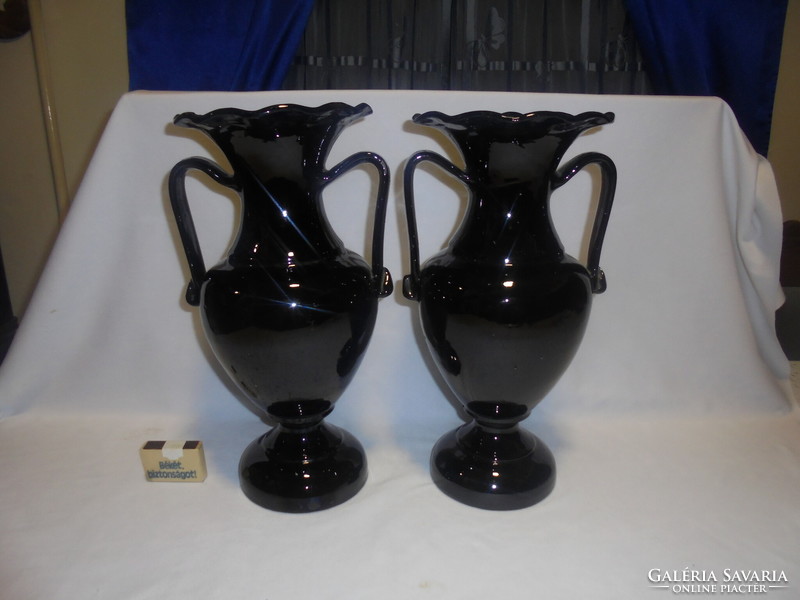 Két darab régi mázas kerámia váza, padlóváza - együtt - 33 cm