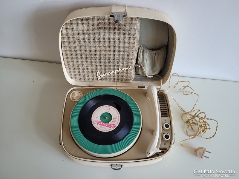 Retro record player mid century supraphon bag record player