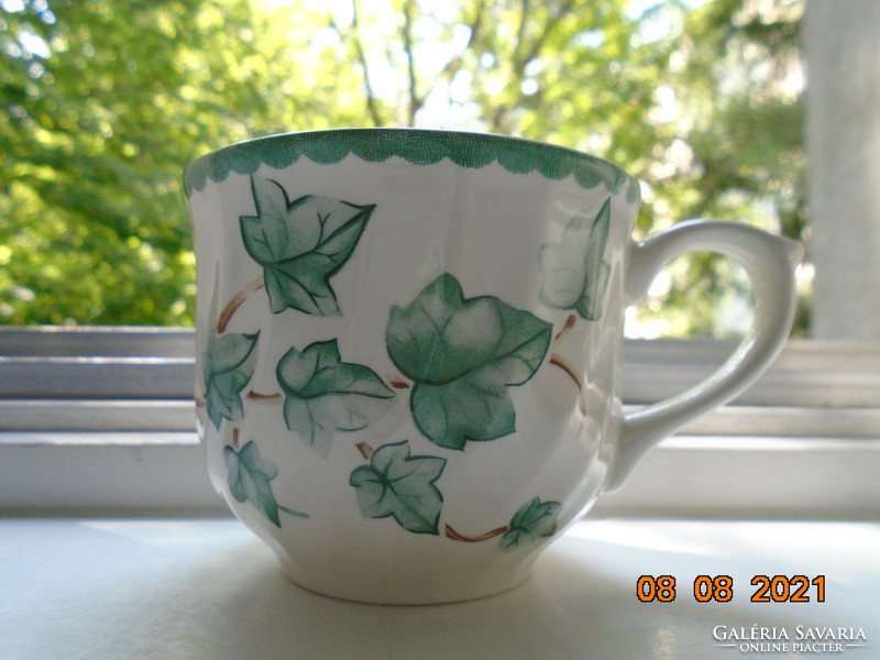 English ribbed tea cup with ivy leaf pattern