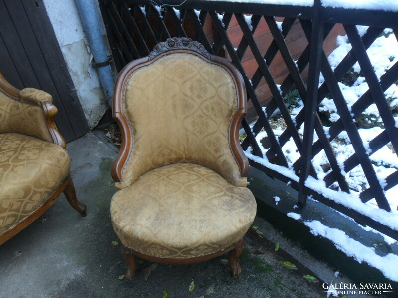 Antique Viennese baroque sofa set with table