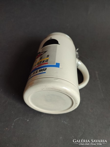 German firefighter 1988 ceramic beer mug with lid - ep