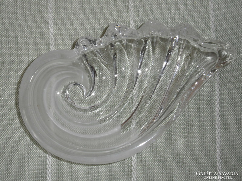 Öntött üveg tálka, ékszertartó kagyló
