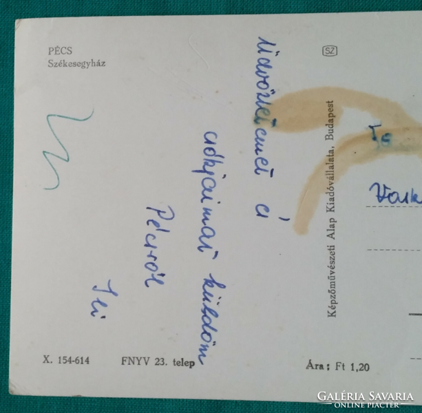 Pécs, Székesegyház, használt képeslap, 1964