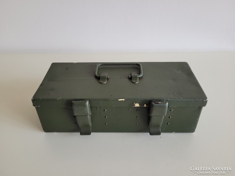 Old military metal chest carrying bag metal box