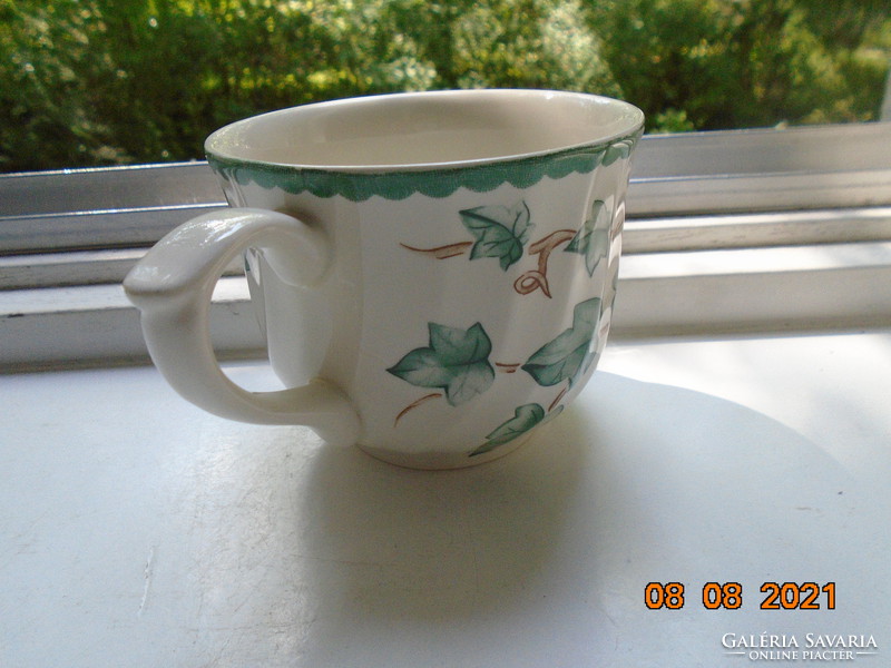 English ribbed tea cup with ivy leaf pattern