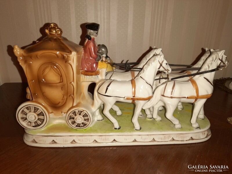 Large porcelain figure, carriage with baroque style features