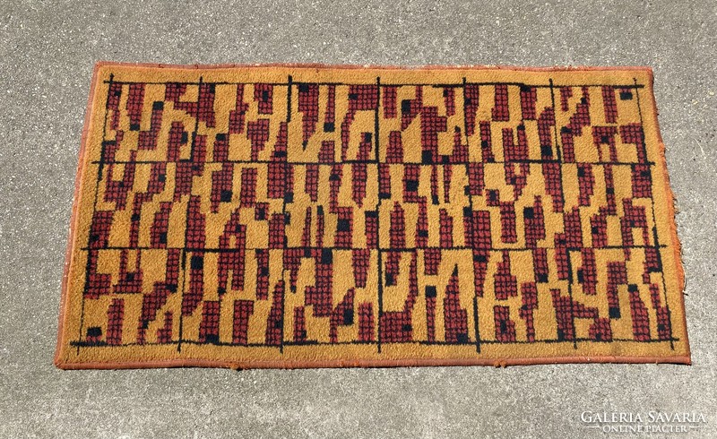 Retro carpet with brown yellow geometric pattern 128 x 66 cm