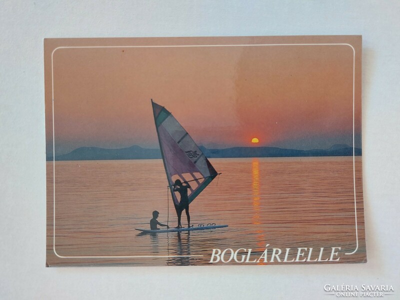 Retro képeslap Boglárlelle 1988 naplemente szörf