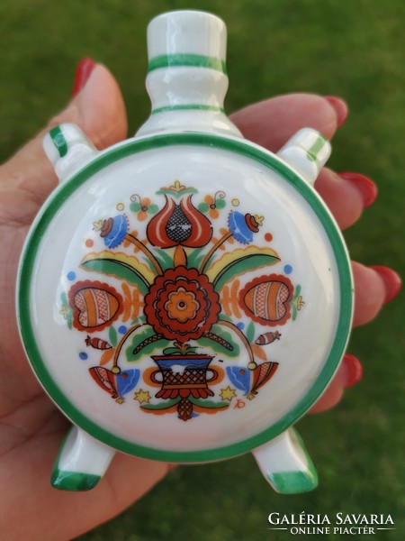 Zsolnay porcelain water bottle with folk pattern for sale!