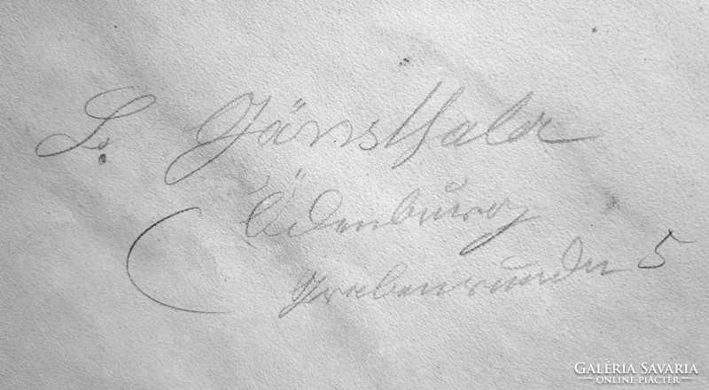 Diófa ceruzarajz 1870-ből, antik (osztrák vagy német művész) Nussbaum