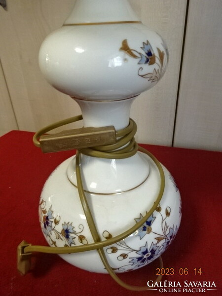 Zsolnay porcelán asztali lámpa búzavirág mintával. Magassága 60 cm. Jókai.