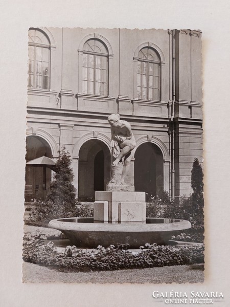 Old postcard Balatonfüred statue photo postcard