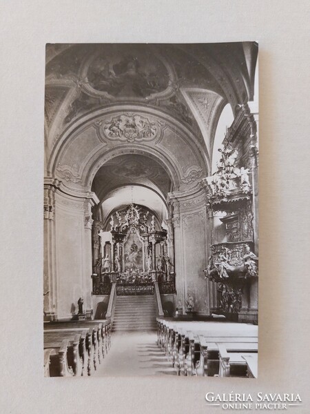 Old postcard interior of Tihany Abbey Church