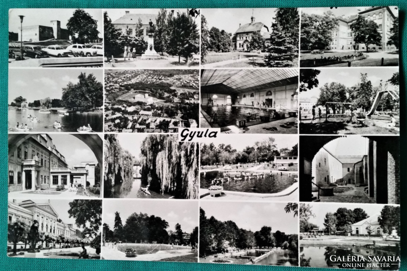 Gyula details, used postcard, 1967