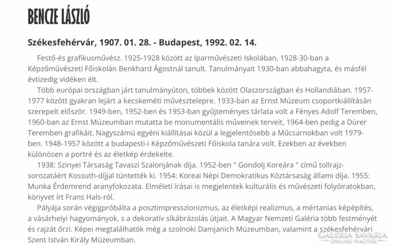 Bencze László : Vízparti este  1957.olaj, farost