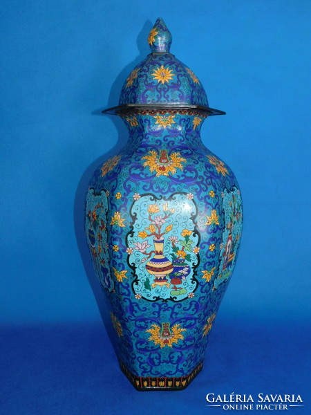 Kínai ANTIK 1880 zománcozott Óriás  váza