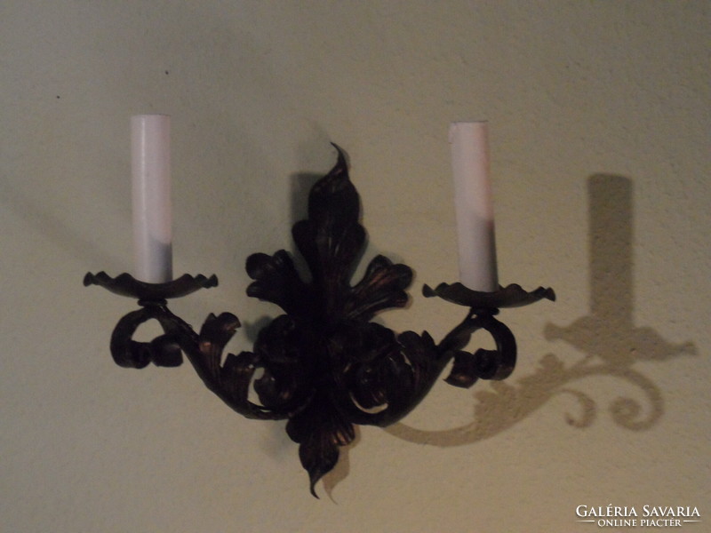 Wrought iron two-arm wall bracket, wall lamp