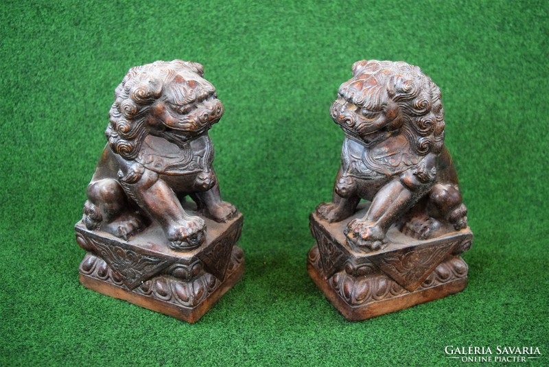 Genuine old stone foo lion couple from china!