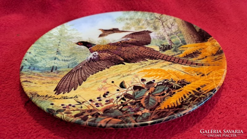 Fácán madaras porcelán dísztányér, vadász tányér (M3841)