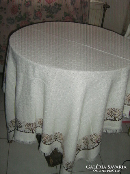 Beautiful elegant fringed woven tablecloth