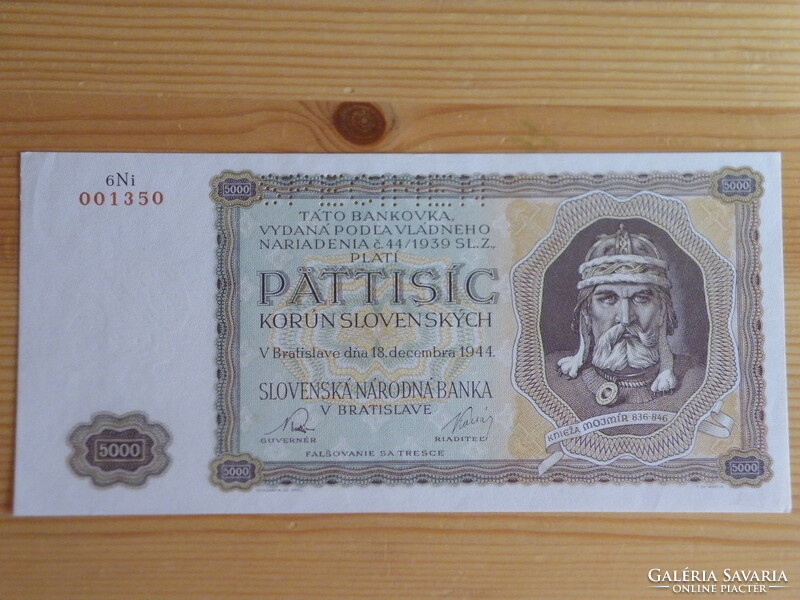 5000 Korona 1944.December 18.Bratislava (pattisic korun slovenskych) specimen