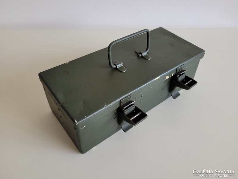 Old military metal chest carrying bag metal box