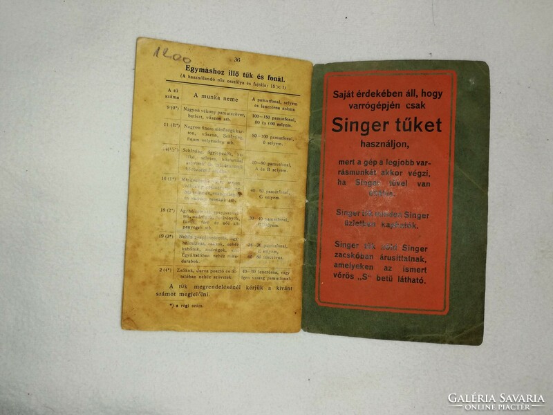 Singer 15 osztályú varrógép használati utasítása 1930 körüli