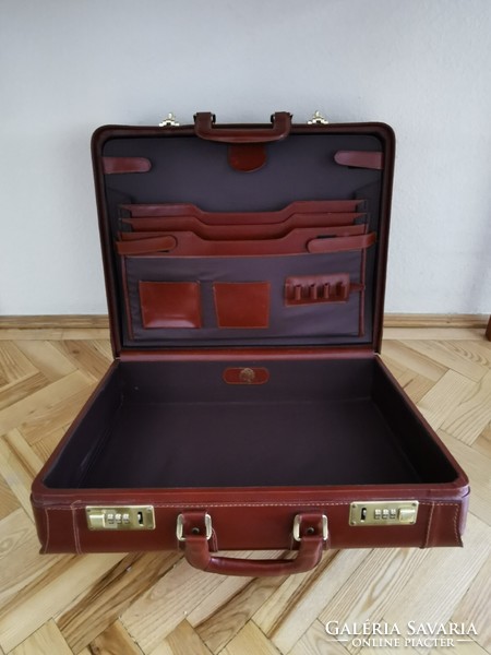 Franzen briefcase/suitcase with number lock | top grain leather | 46*38*17 cm | vintage