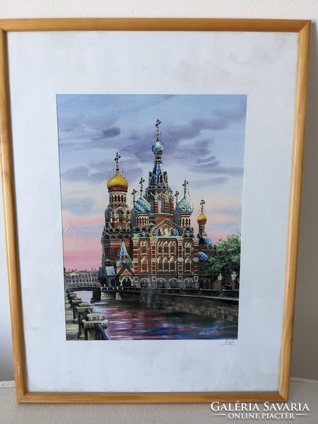 Szentpétervár,  Vérző, Megváltó Templom  akvarell