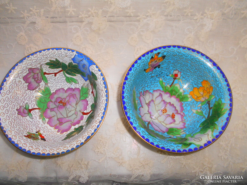Antique bowl with 13 cm cloisson enamel on the inside, cloisonné enamel on the outside